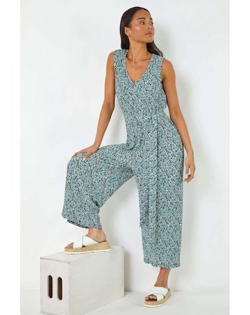 Roman Petite Ditsy Crinkle Crop Jumpsuit