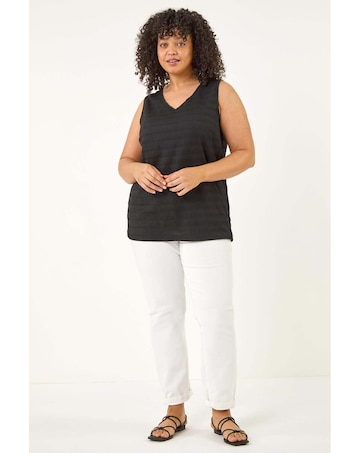 Roman Curve Stripe Textured Vest Top