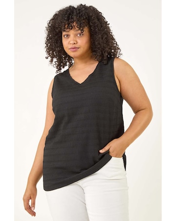Roman Curve Stripe Textured Vest Top