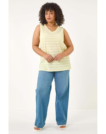 Roman Curve Stripe Textured Vest Top