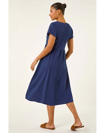 Roman Linen Look Button Midi Dress