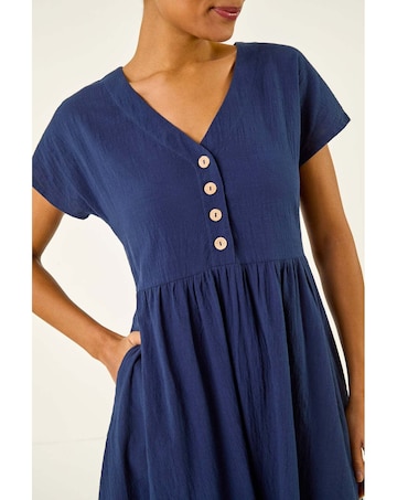 Roman Linen Look Button Midi Dress