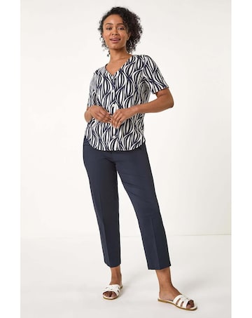 Roman Petite Geo Print Stretch Blouse