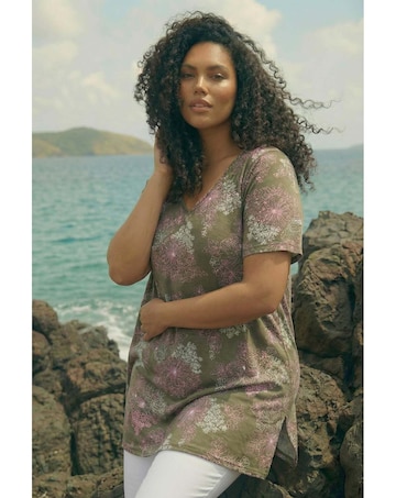 Roman Curve Floral Bar Back Stretch Top