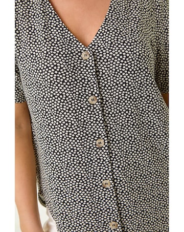 Roman Petite Spot V-Neck Stretch Blouse