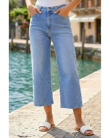 Roman Denim Stretch Wide Leg Culottes
