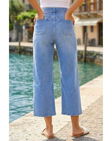 Roman Denim Stretch Wide Leg Culottes