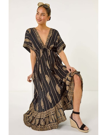 Roman Petite Foil Print Boho Maxi Dress