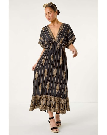 Roman Petite Foil Print Boho Maxi Dress