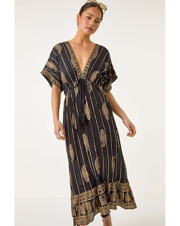 Roman Petite Foil Print Boho Maxi Dress