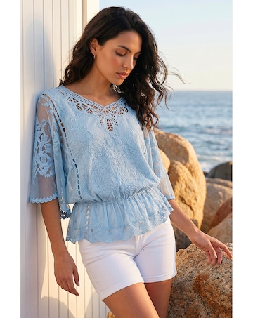 Roman Dusk Butterfly Lace Blouse