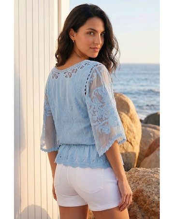 Roman Dusk Butterfly Lace Blouse