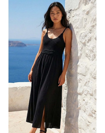 Roman Petite Crochet Trim Maxi Dress