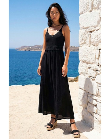 Roman Petite Crochet Trim Maxi Dress