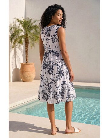 Roman Floral Print Lace Smock Dress