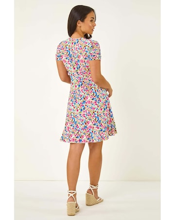 Roman Petite Floral Frill Wrap Dress