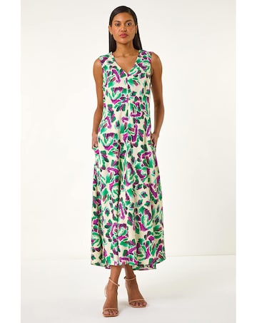 Roman Abstract Print Sleeveless  Dress