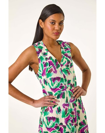 Roman Abstract Print Sleeveless  Dress