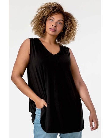 Roman Curve Plain V-Neck Vest Top