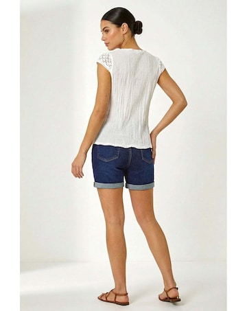 Roman Lace Yoke Crinkle Blouse