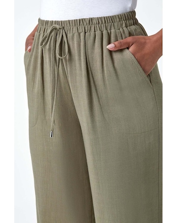 Roman Petite Linen Wide Cropped Trousers