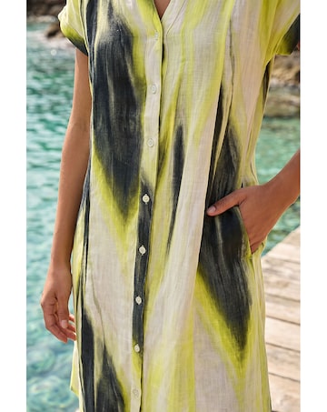 Roman Abstract Printed Linen Shift Dress
