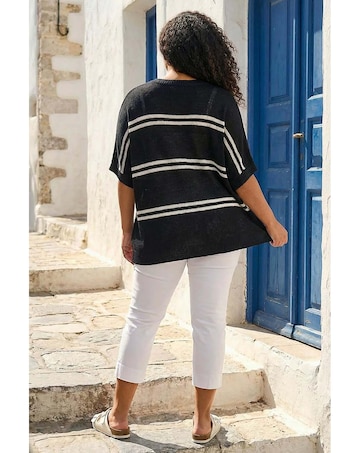 Roman Curve Stripe V-Neck Knit Jumper