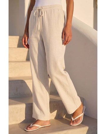 Roman Elastic Tie Waist Linen Trouser