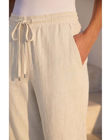 Roman Elastic Tie Waist Linen Trouser