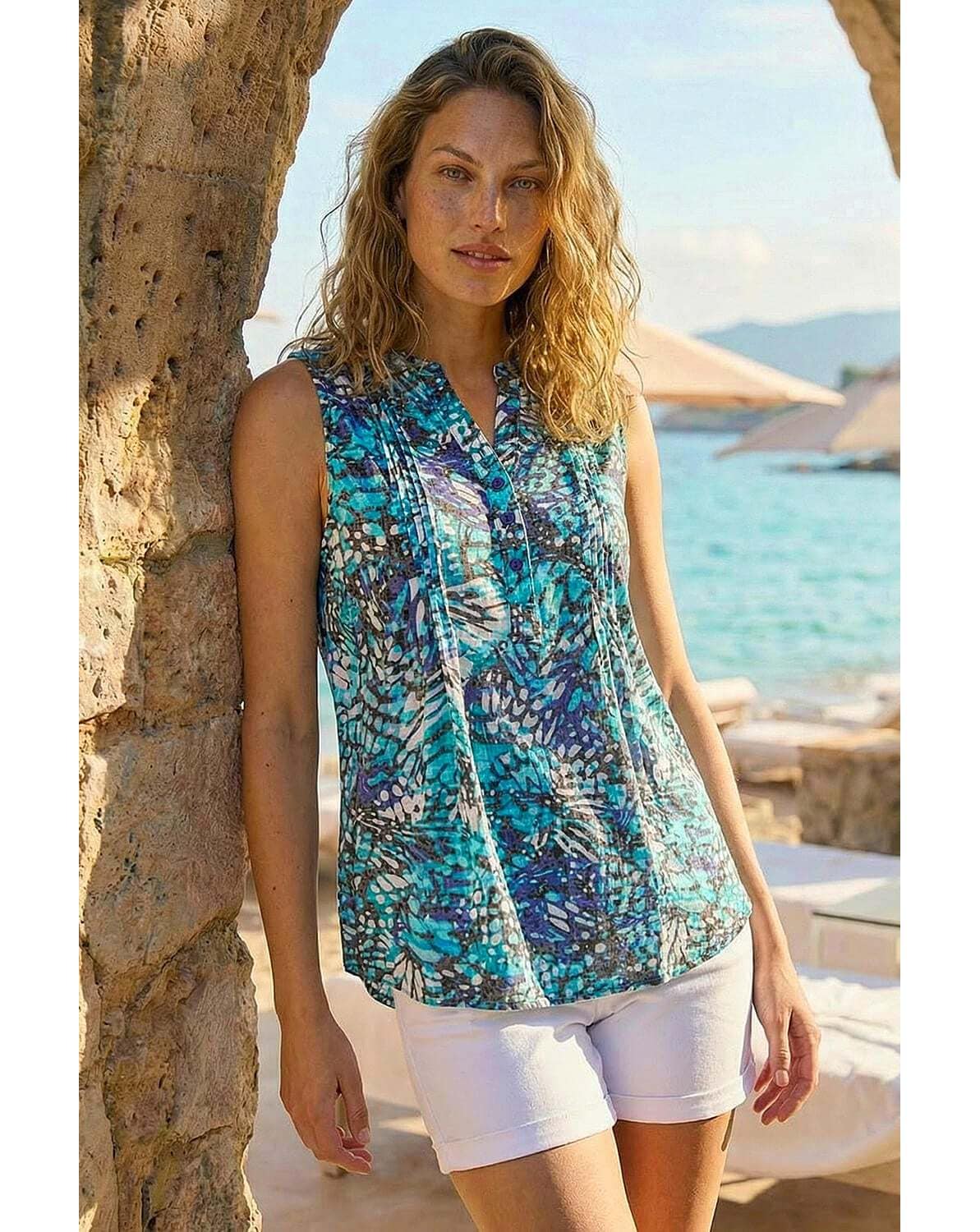 New In - Roman Abstract Burnout Print Vest Top