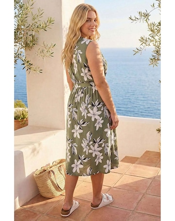 Roman Curve Floral Button Midi Dress