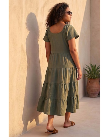Roman Curve Pebble Crepe Tiered Dress