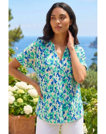 Roman Abstract Print Stretch Tunic Top