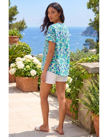 Roman Abstract Print Stretch Tunic Top