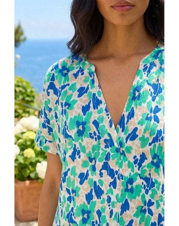Roman Abstract Print Stretch Tunic Top