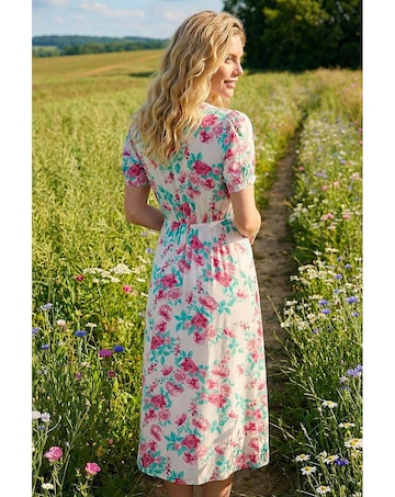 Roman Floral Lace Trim Midi Dress