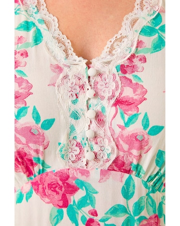 Roman Floral Lace Trim Midi Dress