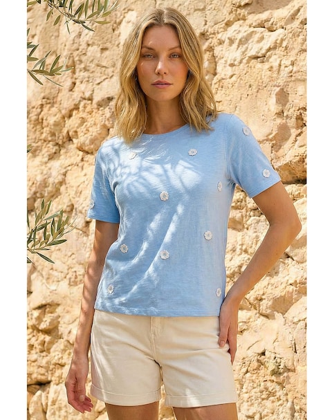 Roman Textured Floral Stretch T-Shirt