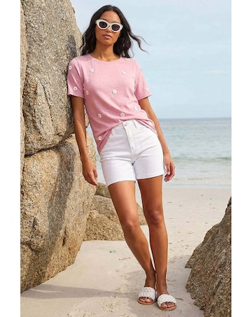 Roman Textured Floral Stretch T-Shirt