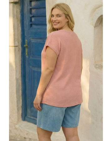 Roman Curve Textured V-Neck Tunic Top
