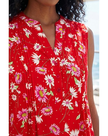 Roman Ditsy Floral Print Pintuck Top