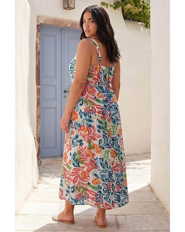 Roman Curve Print Plait Belt Midi Dress