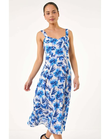 Roman Petite Floral Strappy Midi Dress