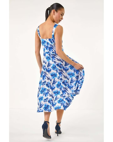 Roman Petite Floral Strappy Midi Dress