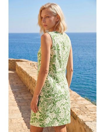 Roman Petite Leaf Buttoned A-Line Dress