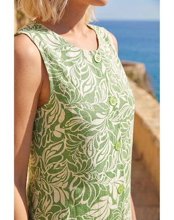 Roman Petite Leaf Buttoned A-Line Dress