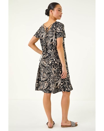 Roman Petite Print V-Neck Swing Dress