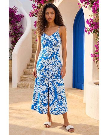 Roman Petite Leaf Strappy Midi Dress