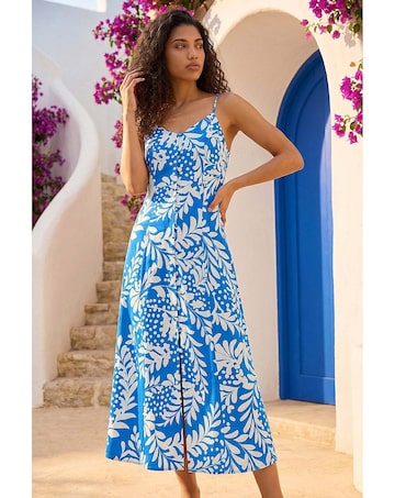Roman Petite Leaf Strappy Midi Dress