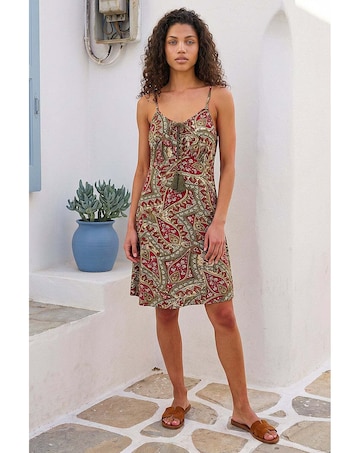 Roman Petite Paisley Tassel Front Dress